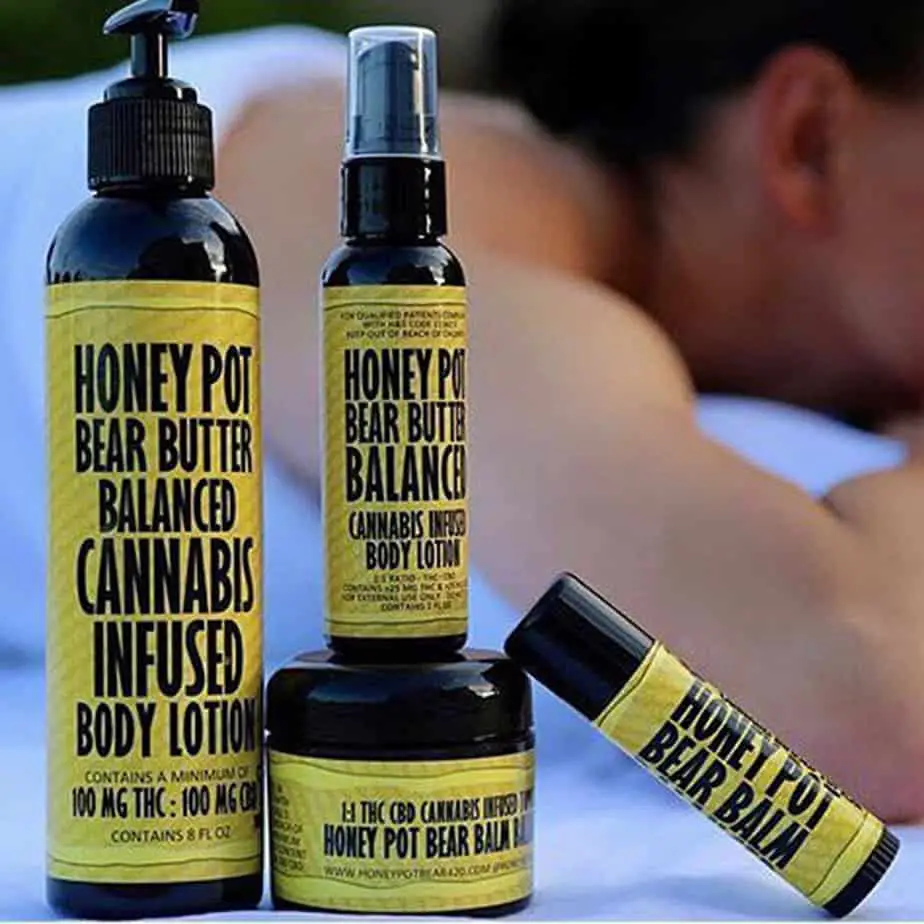 Honey Pot Bear Balm - Mixing together California's rich honey and strong strains, you can only get Honey Pot Bear Balm in licensed retailers Bay Area-wide. Made with California Wildflower Honey, and Cannabis Infused Cold Pressed Virgin Coconut Oil, say goodbye to ashy skin. You can grab the jars in two sizes: 2 fl oz Bear Balm jar (>200mg THC) and .5 fl oz Bear Balm stick (>50mg THC). // honeypotbear420.com